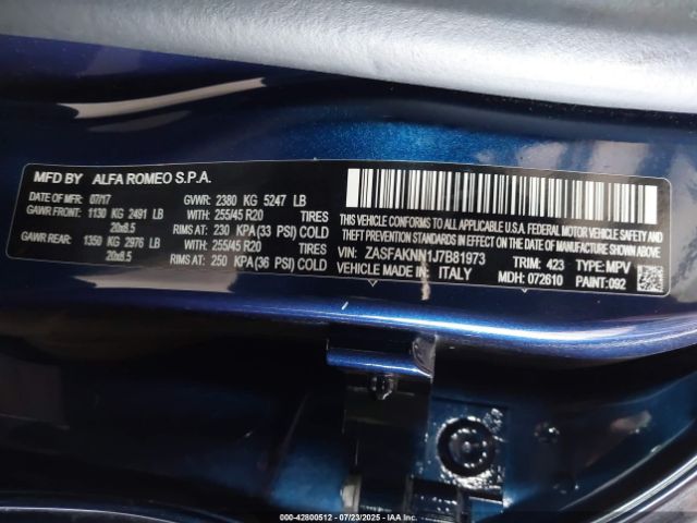 2018 ALFA ROMEO STELVIO ZASFAKNN1J7B81973 Photo 8