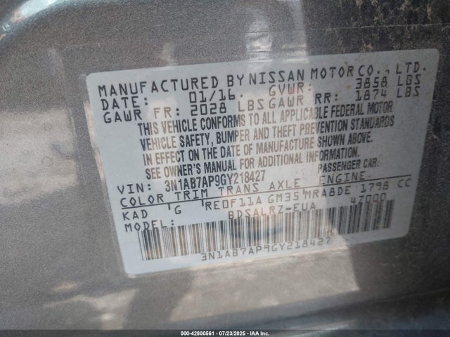 3N1AB7AP9GY218427 Nissan 2016