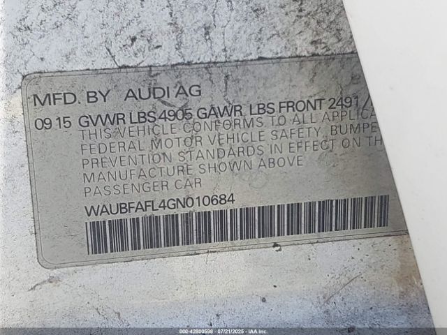 2016 AUDI A4 WAUBFAFL4GN010684 Photo 8