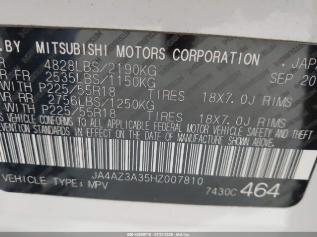 2017 MITSUBISHI OUTLANDER JA4AZ3A35HZ007810 Photo 8
