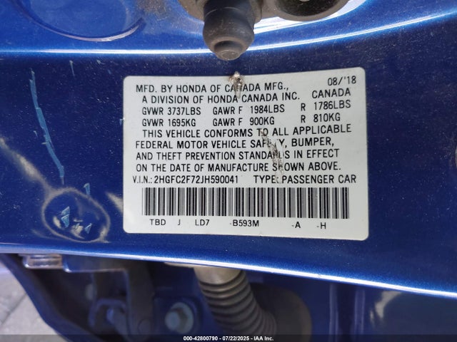 2HGFC2F72JH590041 Honda k20c2