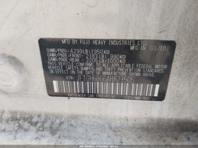2010 SUBARU IMPREZA JF1GH6B66AH823505 Photo 8
