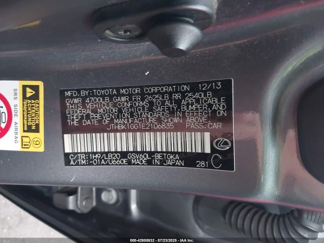 Lexus 2gr-fe 2014 JTHBK1GG1E2106835 Image 9
