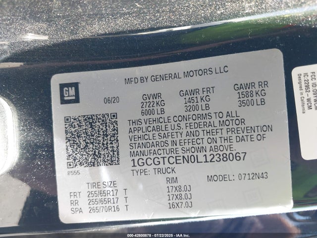 1GCGTCEN0L1238067 Chevrolet lg2 - di: direct injection, vvt: variable valve timing, alum, var2, gen2
