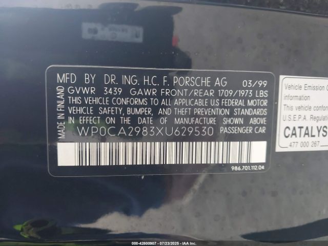 1999 PORSCHE BOXSTER WP0CA2983XU629530 Photo 8