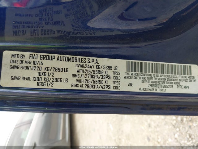 ZFBERFBT1F6195279 RAM Promaster City