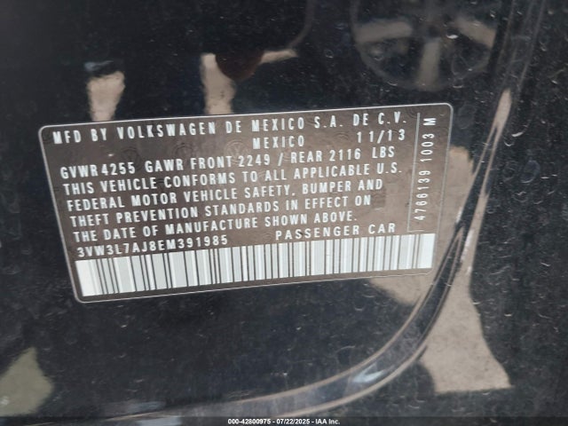 Volkswagen Tdi 2014 3VW3L7AJ8EM391985 Image 9
