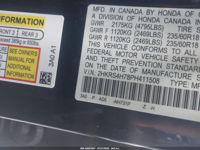 2023 HONDA CR-V 2HKRS4H78PH411508 Photo 8
