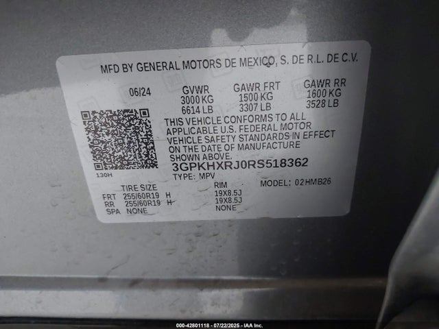 3GPKHXRJ0RS518362 Honda x0c+ec5