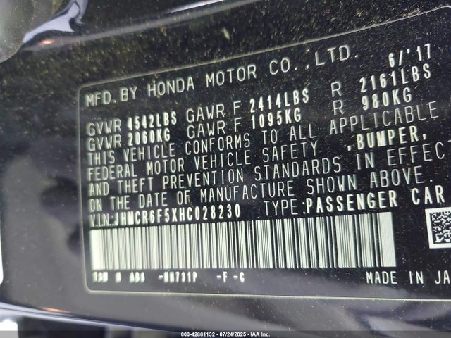 Honda lfa1 2017 JHMCR6F5XHC028230 Image 9