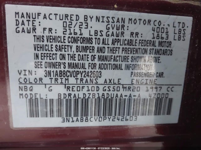 Nissan 2023 2023 3N1AB8CV0PY242603 Image 9