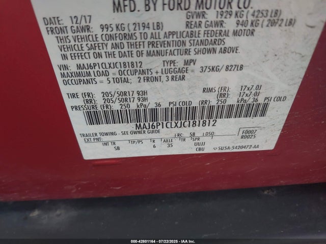 MAJ6P1CLXJC181812 Ford Ecosport