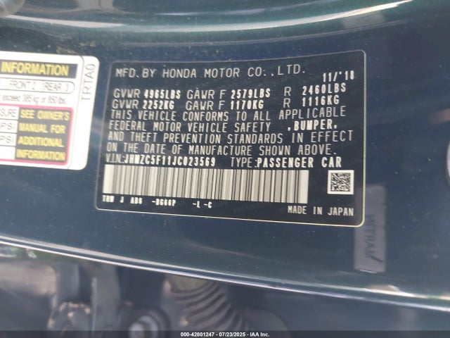 JHMZC5F11JC023569 Honda leb3(h4)