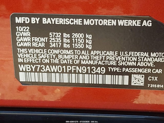 WBY73AW01PFN91349 BMW 2023