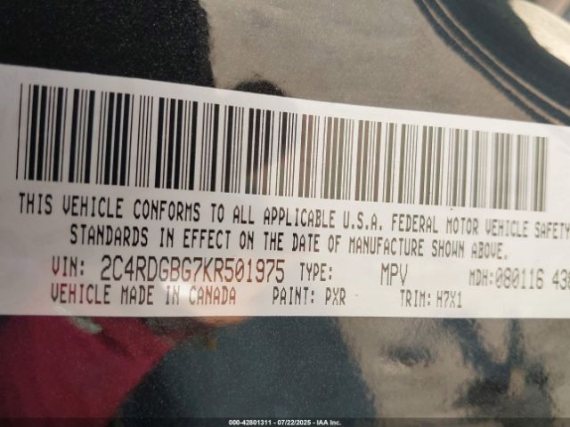 2019 DODGE GRAND CARAVAN 2C4RDGBG7KR501975 Photo 8