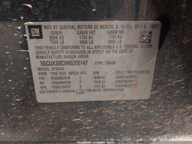 2017 CHEVROLET SILVERADO 1500 3GCUKSEC0HG350147 Photo 8