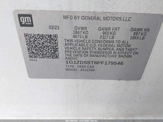 1G1ZD5ST6PF175546 Chevrolet lfv