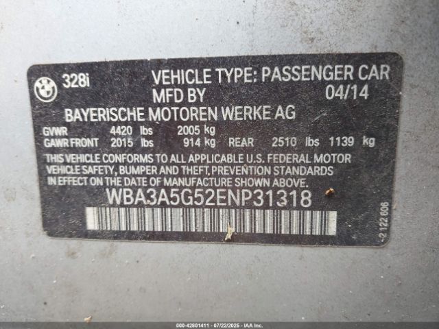 2014 BMW 328I WBA3A5G52ENP31318 Photo 8