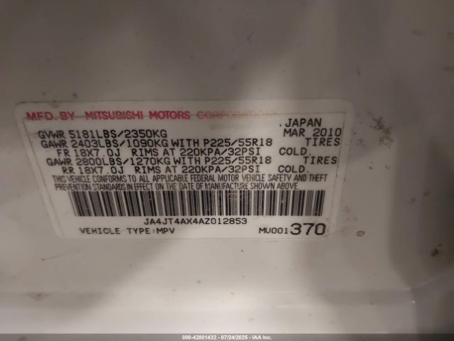 2010 MITSUBISHI OUTLANDER JA4JT4AX4AZ012853 Photo 8