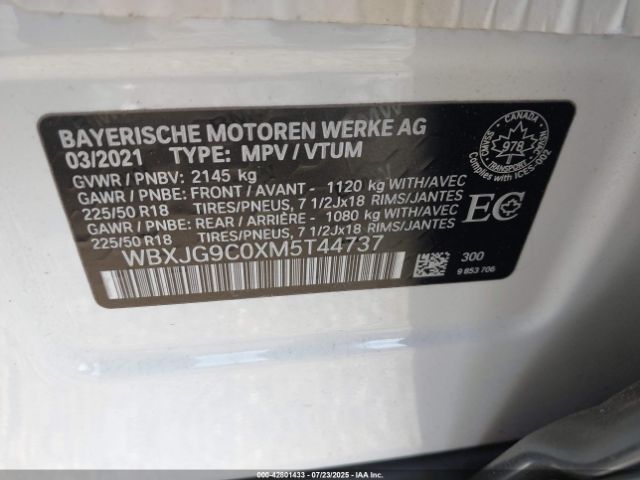 2021 BMW X1 WBXJG9C0XM5T44737 Photo 8