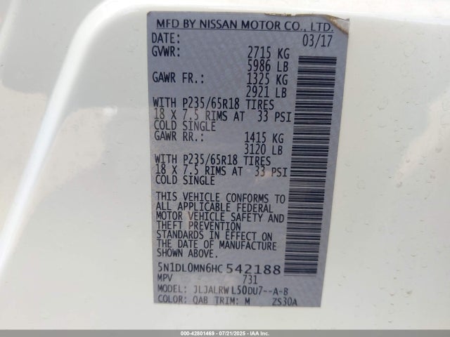 5N1DL0MN6HC542188 Infiniti QX60