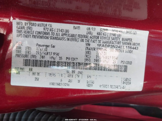 1FADP3N24EL158443 Ford 2014