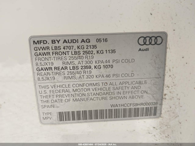 2017 AUDI Q3 WA1HCCFS9HR000326 Photo 8