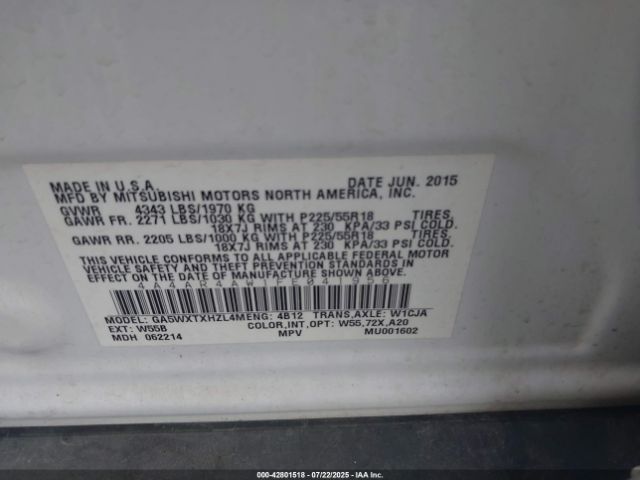 2015 MITSUBISHI OUTLANDER SPORT 4A4AR4AW1FE041956 Photo 8