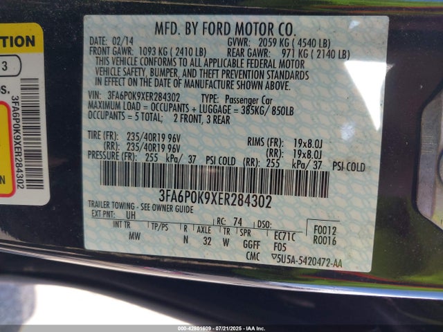 Ford 2014 2014 3FA6P0K9XER284302 Image 9