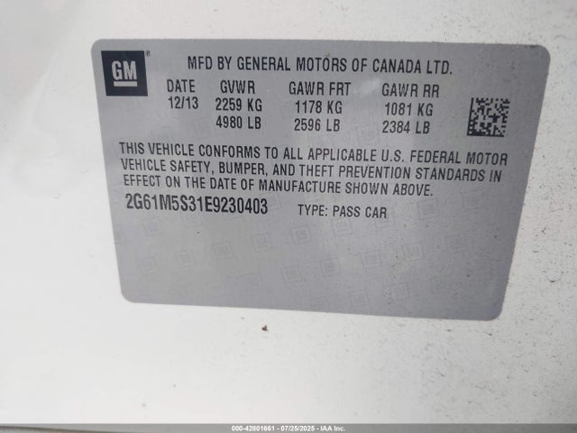 2014 CADILLAC XTS 2G61M5S31E9230403 Photo 8