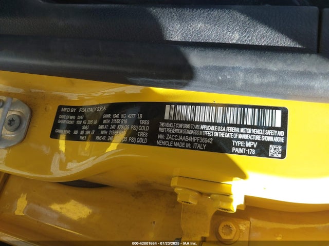 ZACCJAAB4HPF36942 Jeep Renegade