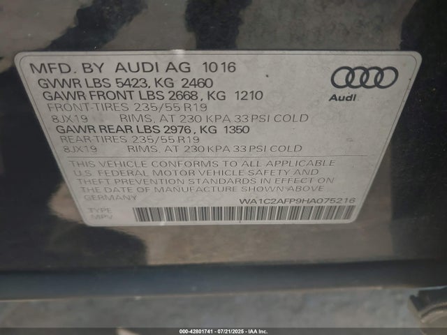 2017 AUDI Q5 WA1C2AFP9HA075216 Photo 8