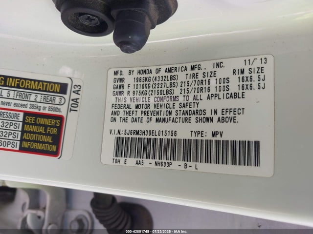 5J6RM3H30EL015156 Honda k24z7