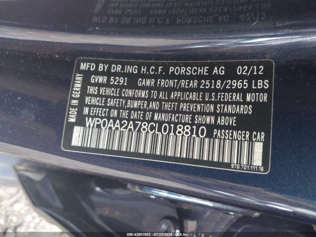 2012 PORSCHE PANAMERA WP0AA2A78CL018810 Photo 8