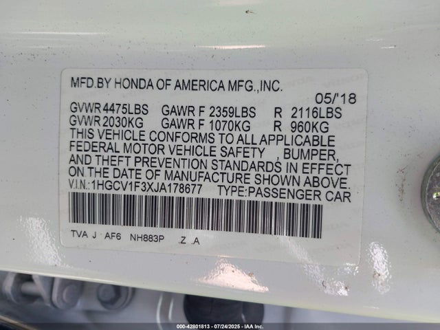 1HGCV1F3XJA178677 Honda l15be