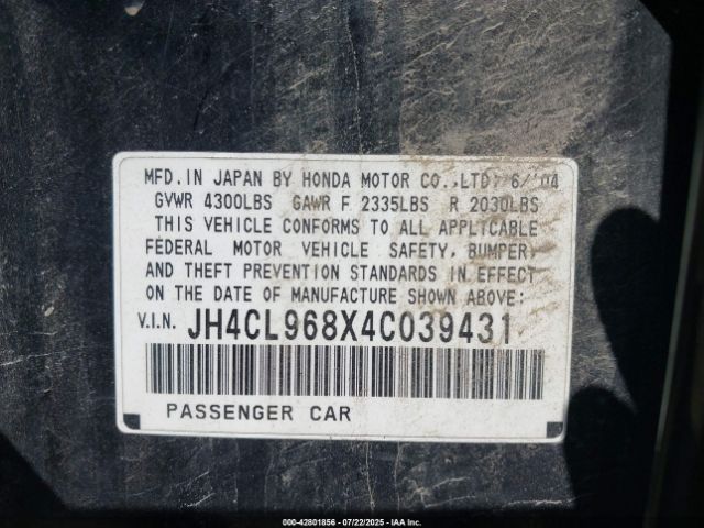 2004 ACURA TSX JH4CL968X4C039431 Photo 8