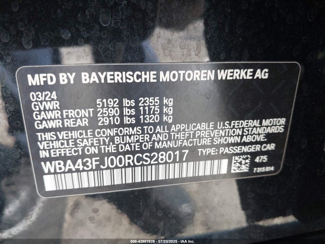 WBA43FJ00RCS28017 BMW 530I