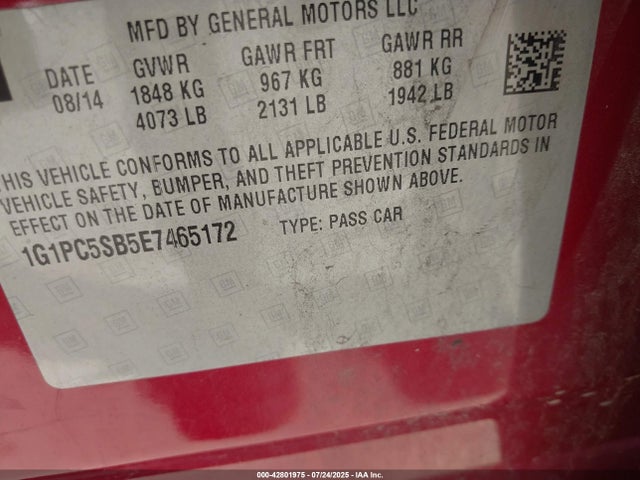 Chevrolet LUV 2014 1G1PC5SB5E7465172 Image 9