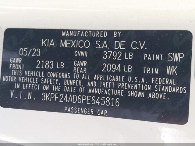 2023 KIA FORTE 3KPF24AD6PE645816 Photo 8