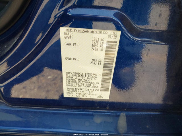 Nissan 2019 2019 1N4BL4CV8KC184478 Image 9