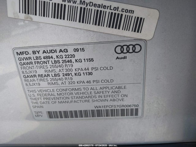 2016 AUDI Q3 WA1EFCFS7GR006750 Photo 8