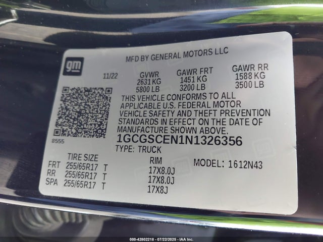 1GCGSCEN1N1326356 Chevrolet lgz