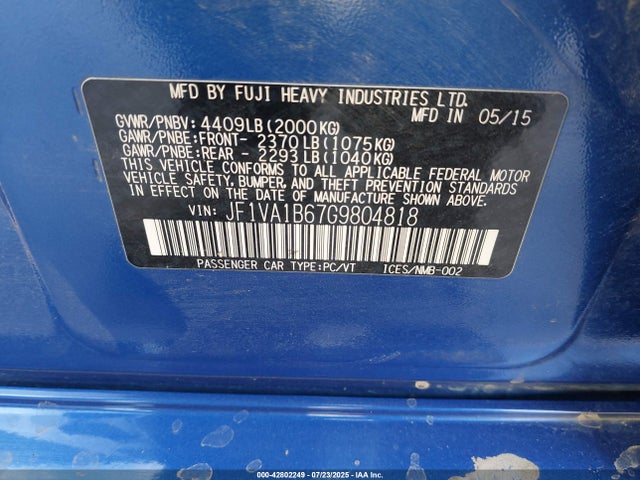 JF1VA1B67G9804818 Subaru 2.0 dib turbo