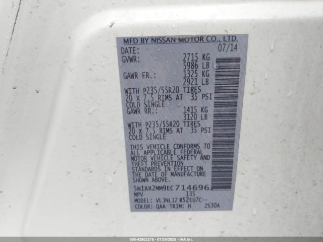 2014 NISSAN PATHFINDER 5N1AR2MM9EC714696 Photo 8