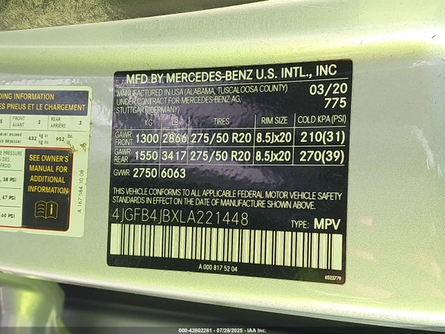 Mercedes-Benz m264 2020 4JGFB4JBXLA221448 Image 9