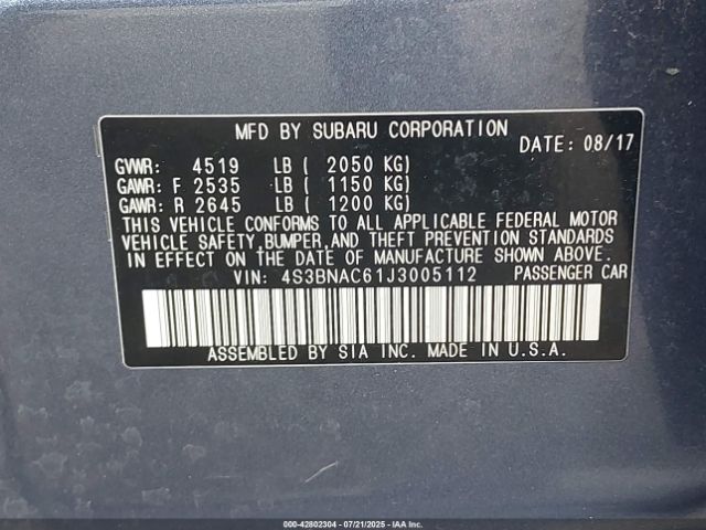2018 SUBARU LEGACY 4S3BNAC61J3005112 Photo 8