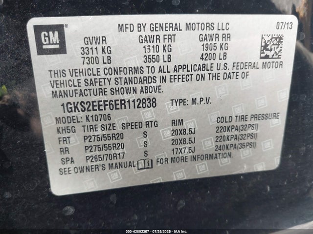 1GKS2EEF6ER112838 GMC l94 - flex fuel(gas/alc), alum cylinder deactivation