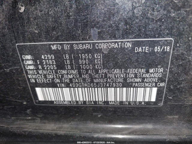 4S3GTAD65J3747930 Subaru Impreza