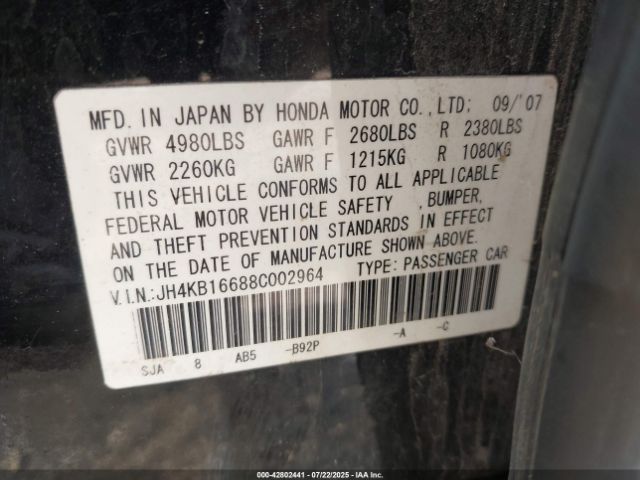 2008 ACURA RL JH4KB16688C002964 Photo 8