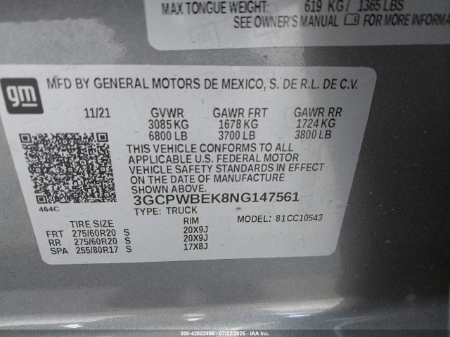 3GCPWBEK8NG147561 Chevrolet l3b